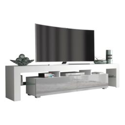 Creative Furniture TV Unit 200cm Modern - White with High Gloss Grey Doors - thumbnail 3