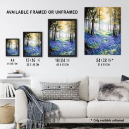 Artery8 Bluebell Wood Spring Flower Woodland Scene Oil Painting Forest Landscape Large Wall Unframed Art Poster Print Thick Paper 18X24 Inch - thumbnail 3