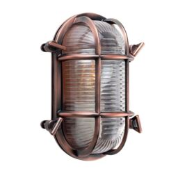 ValueLights Bow Oval Bulkhead IP64 Outdoor Garden Wall Light with Filament Bulb in Copper - thumbnail 6