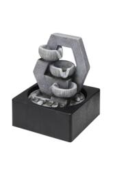Garden Sanctuary Cascade Tabletop Fountain Water Feature with LED Light in Grey - thumbnail 4