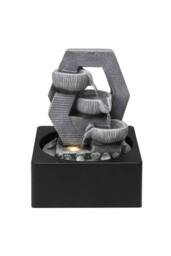 Garden Sanctuary Cascade Tabletop Fountain Water Feature with LED Light in Grey - thumbnail 3