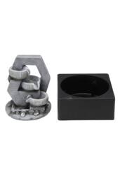 Garden Sanctuary Cascade Tabletop Fountain Water Feature with LED Light in Grey - thumbnail 5