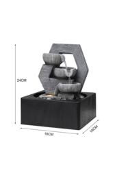 Garden Sanctuary Cascade Tabletop Fountain Water Feature with LED Light in Grey - thumbnail 6