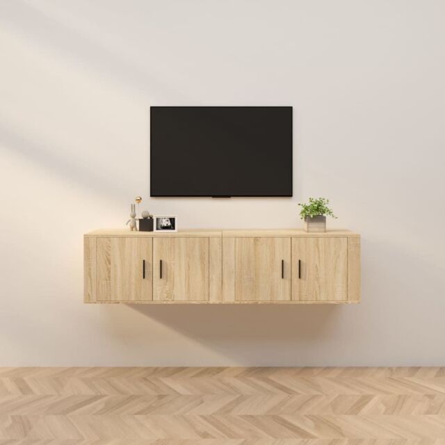 Berkfield Home Wall-mounted TV Cabinets 2 pcs Sonoma Oak 80x34.5x40 cm in Brown - image 1