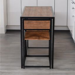 Rafaelo Mobilia Industrial 3-Piece Dining Rustic Table Set in Dark Brown - thumbnail 5