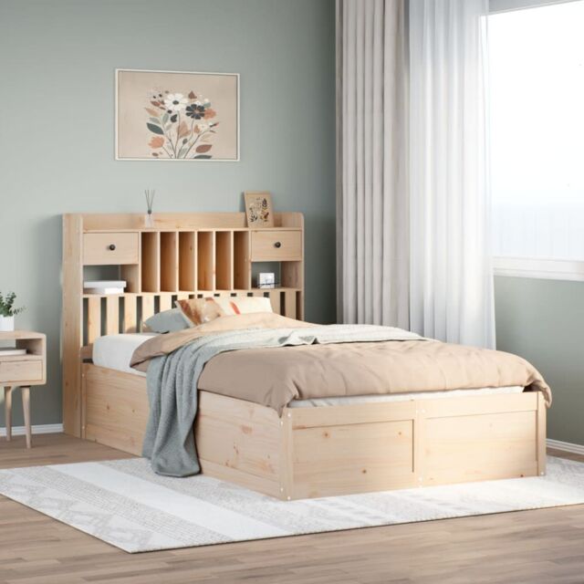 Berkfield Home Bed Frame without Mattress 135x190 cm Double Solid Wood Pine in Brown - image 1