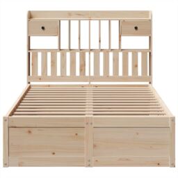 Berkfield Home Bed Frame without Mattress 135x190 cm Double Solid Wood Pine in Brown - thumbnail 4