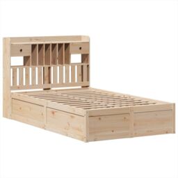 Berkfield Home Bed Frame without Mattress 135x190 cm Double Solid Wood Pine in Brown - thumbnail 3