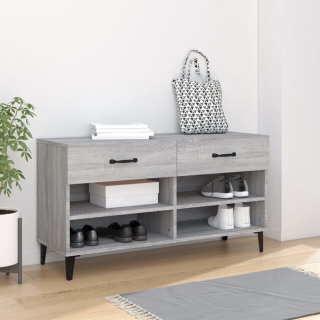 Berkfield Home Shoe Cabinet Grey Sonoma 102x35x55 cm Engineered Wood - Size: 102 x 35 x 55 cm - image 1