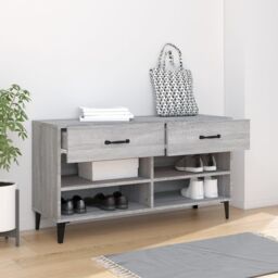 Berkfield Home Shoe Cabinet Grey Sonoma 102x35x55 cm Engineered Wood - Size: 102 x 35 x 55 cm - thumbnail 3