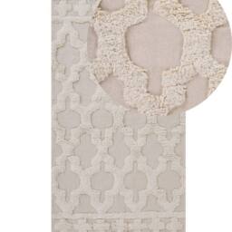Wyld and Coco Beige Cotton Area Rug 80 x 150 cm - Moroccan Quatrefoil with Tassels - Size: 80 cm x 150 cm - thumbnail 2