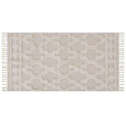 Wyld and Coco Beige Cotton Area Rug 80 x 150 cm - Moroccan Quatrefoil with Tassels - Size: 80 cm x 150 cm - thumbnail 3