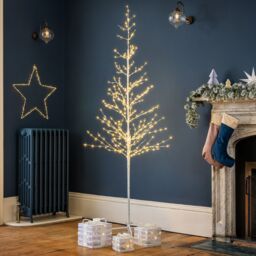Christow White Birch Twig Tree Micro LED Christmas Decoration Indoor Outdoor 5ft 6ft 7ft - thumbnail 2