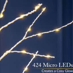 Christow White Birch Twig Tree Micro LED Christmas Decoration Indoor Outdoor 5ft 6ft 7ft - thumbnail 3