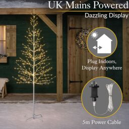 Christow White Birch Twig Tree Micro LED Christmas Decoration Indoor Outdoor 5ft 6ft 7ft - thumbnail 6