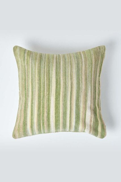 Homescapes Cotton Chenille Tie Dye Cushion Cover in Green - Size: 60 cm x 60 cm - image 1