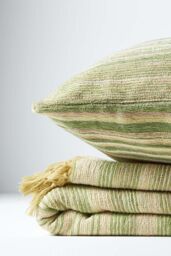 Homescapes Cotton Chenille Tie Dye Cushion Cover in Green - Size: 60 cm x 60 cm - thumbnail 5