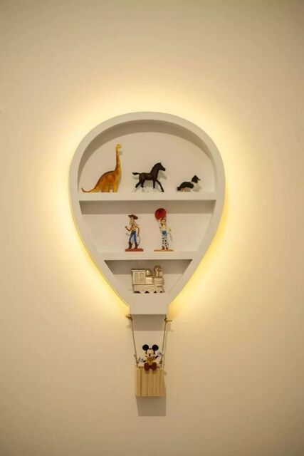 Marco Paul LED balloon Wooden White Shelves for Kids Bedrooms Wall Mounted Shelf for Nursery - image 1