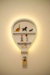 Marco Paul LED balloon Wooden White Shelves for Kids Bedrooms Wall Mounted Shelf for Nursery - thumbnail 1