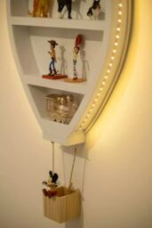 Marco Paul LED balloon Wooden White Shelves for Kids Bedrooms Wall Mounted Shelf for Nursery - thumbnail 3