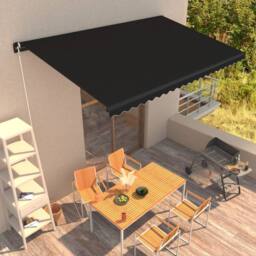 Berkfield Home Manual Retractable Awning 450x300 cm Anthracite in Black - thumbnail 1