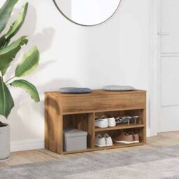 Berkfield Home Shoe Bench Artisan Oak 80x30x45 cm Engineered Wood in Brown - Size: 80 x 30 x 45 cm - thumbnail 1