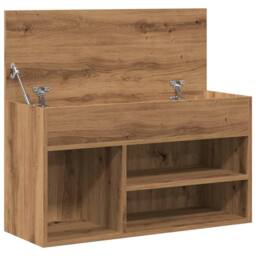 Berkfield Home Shoe Bench Artisan Oak 80x30x45 cm Engineered Wood in Brown - Size: 80 x 30 x 45 cm - thumbnail 7