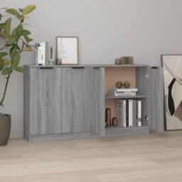 Berkfield Home Sideboards 2 pcs Grey Sonoma 60x30x70 cm Engineered Wood - Size: 60 x 30 x 70 cm - thumbnail 2