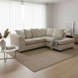 Abakus Direct Jumbo Chenille Corner Right Sofa with Plush Chaise Extension in Taupe - thumbnail 6
