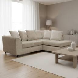 Abakus Direct Jumbo Chenille Corner Right Sofa with Plush Chaise Extension in Taupe - thumbnail 3