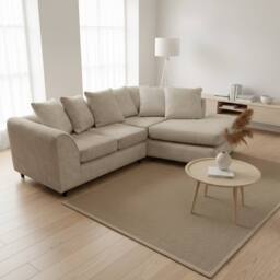 Abakus Direct Jumbo Chenille Corner Right Sofa with Plush Chaise Extension in Taupe - thumbnail 2