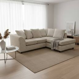 Abakus Direct Jumbo Chenille Corner Right Sofa with Plush Chaise Extension in Taupe - thumbnail 5