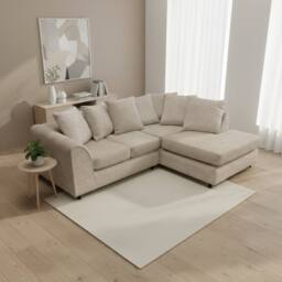 Abakus Direct Jumbo Chenille Corner Right Sofa with Plush Chaise Extension in Taupe - thumbnail 4