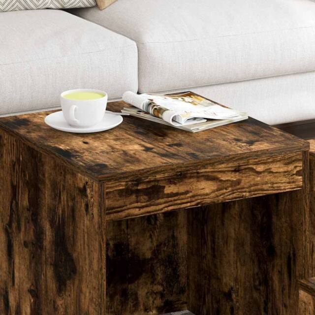 Berkfield Home Nesting Tables 3 pcs Smoked Oak Engineered Wood in Brown - image 1