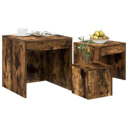Berkfield Home Nesting Tables 3 pcs Smoked Oak Engineered Wood in Brown - thumbnail 4