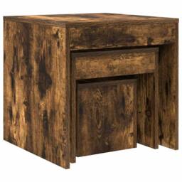 Berkfield Home Nesting Tables 3 pcs Smoked Oak Engineered Wood in Brown - thumbnail 6