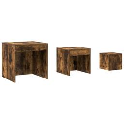 Berkfield Home Nesting Tables 3 pcs Smoked Oak Engineered Wood in Brown - thumbnail 3