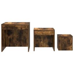 Berkfield Home Nesting Tables 3 pcs Smoked Oak Engineered Wood in Brown - thumbnail 5
