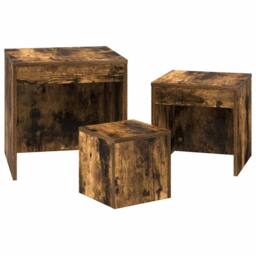 Berkfield Home Nesting Tables 3 pcs Smoked Oak Engineered Wood in Brown - thumbnail 7