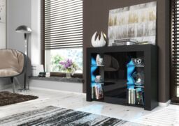 Mex Furniture LTD Sideboard with LED Lighting & Gloss Doors / 97cm in Black - thumbnail 3