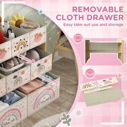 AIYAPLAY 3-Tier Toy Organiser Shelf with 9 Storage Boxes for Bedroom in Yellow - thumbnail 5