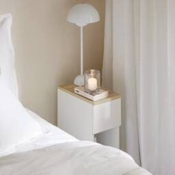 SoBuy Set of 2 Slim Bedside Table - Open Shelf & Drawer - Modern in White - thumbnail 8