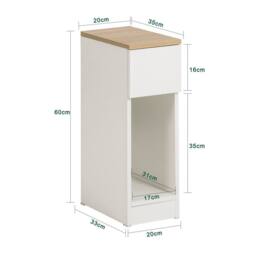 SoBuy Set of 2 Slim Bedside Table - Open Shelf & Drawer - Modern in White - thumbnail 3