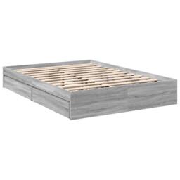 Berkfield Home Modern Bed Frame with Drawers without Mattress Grey Sonoma 140x200 cm - thumbnail 6