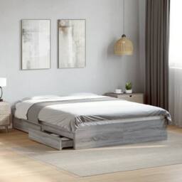 Berkfield Home Modern Bed Frame with Drawers without Mattress Grey Sonoma 140x200 cm - thumbnail 2