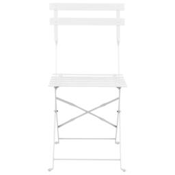 Wyld and Coco White 3-Piece Metal Folding Bistro Set - 2 Chairs and Table Steel - thumbnail 5