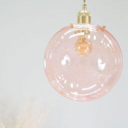 ValueLights Frenchie Pink Tinted Glass Globe Gold Easy Fit Lamp Shade with LED Bulb - thumbnail 3