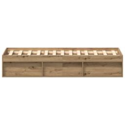 Berkfield Home Bed Frame without Mattress Artisan Oak 135x190 cm Engineered Wood in Brown - thumbnail 6
