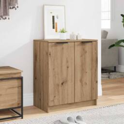 Berkfield Home Shoe Cabinet Artisian Oak 59x35x70 cm Engineered Wood in Brown - Size: 59 x 35 x 70 cm - thumbnail 2