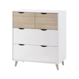 Lemon Pavilion Furniture Stockholm 4 Drawer Chest - L39 x W82 x H90 cm - Oak/White in Brown - Size: 1 Pack